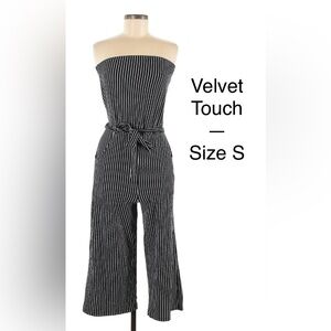 Velvet Touch | Tube Top | Jumpsuit | Black w White Vertical Stripes | Small